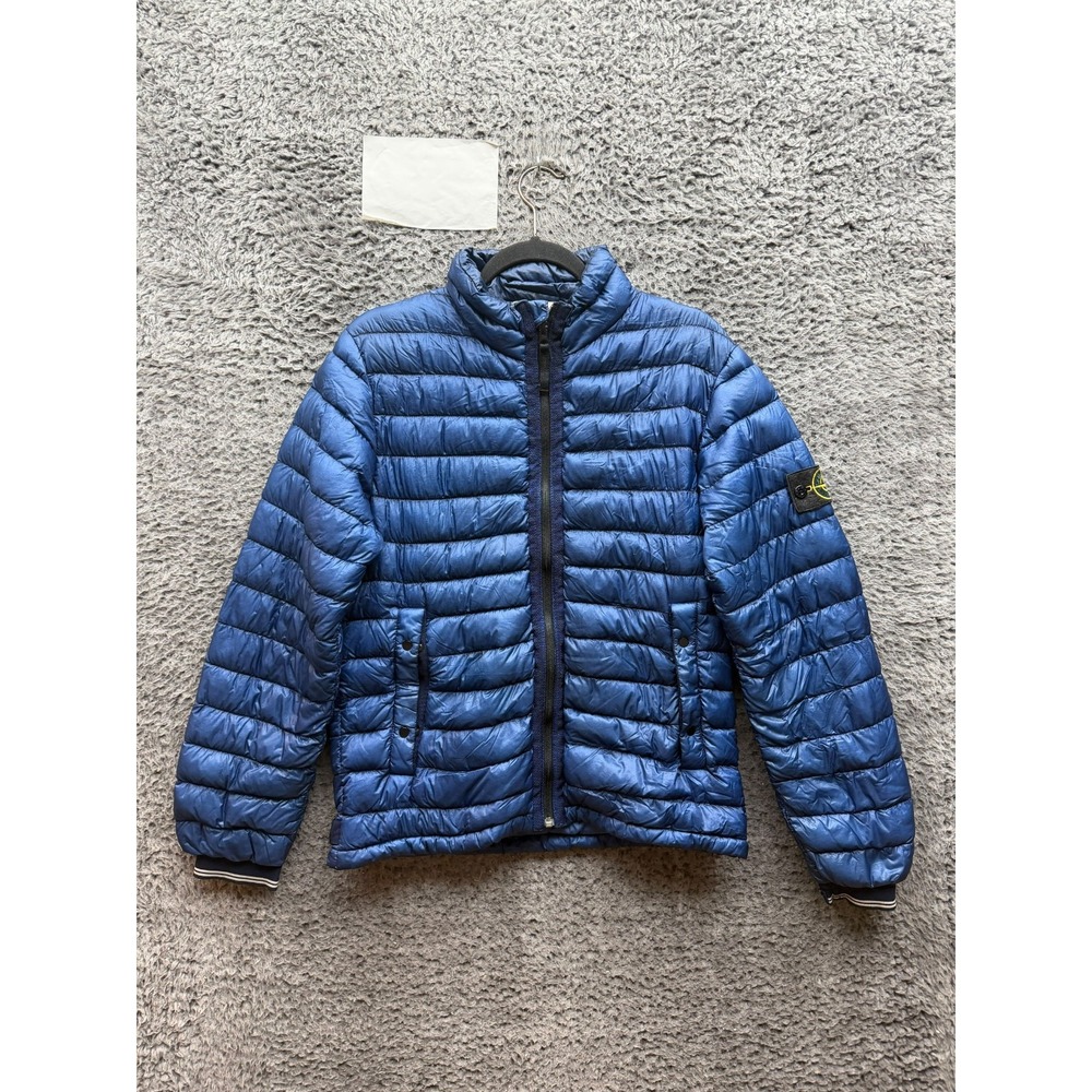 Stone Island Garment Dyed 26GR X SQM Lightweight Down Puffer Jacket Blue Size S